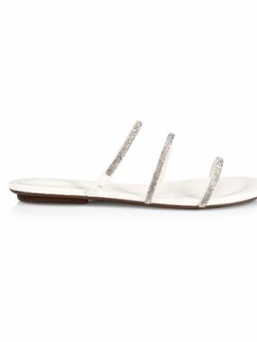 NEW - Schutz Women’s White and Silver Embellished Sandal - Size 6.5
